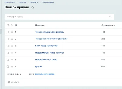 Возврат заказа (tega.refund) - решение для Битрикс