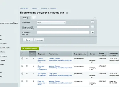 Подписка на регулярные поставки (ozhogov.subscription) - решение для Битрикс
