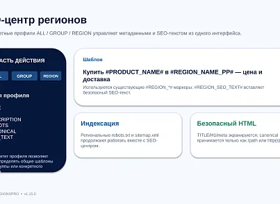 Bussol RegionsPro — мультирегиональная коммерческая платформа: цены, склады, SEO и GeoIP (bussol.regionspro) - решение для Битрикс