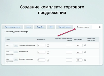 INRAISE: Торгові пропозиції з комплектами (inraise.offersets) - рішення на Бітрікс