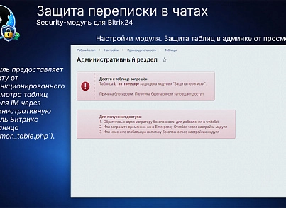 Защита переписки в чатах Bitrix24 (prigov.imsecurity) - рішення на Бітрікс