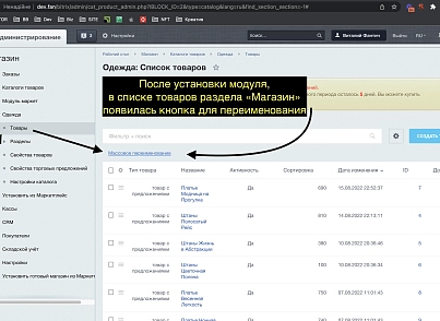 Массовое переименование товаров каталога (bxproger.masscatalogrenamer) - рішення на Бітрікс