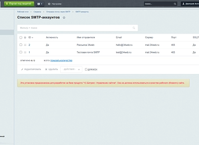 Отправка почты через внешний SMTP (s34web.mailsmtp) - рішення на Бітрікс