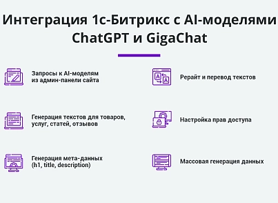 Интеграция с ChatGPT и Сбер GigaChat. Генерация контента, текстов, seo мета, данных для продвижения (arturgolubev.chatgpt) - рішення на Бітрікс
