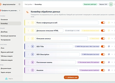 Контент-завод: генерация описаний товаров, статьей, SEO, переводов, свойств с помощью нейросетей (despi.aiconnector) - решение для Битрикс