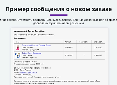 Расширенные письма заказов (arturgolubev.orderletters) - рішення на Бітрікс