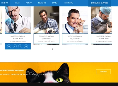 Корпоративний веб-сайт ветеринарного центру. Товари для тварин, ветеринарні послуги (biznesup.vetcenter) - рішення на Бітрікс
