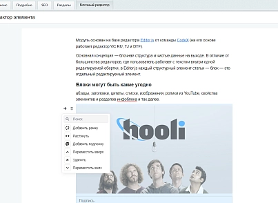 Блочный редактор (hooli.editor) - рішення на Бітрікс