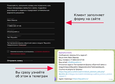 Bquadro Повідомлення в Telegram (bquadro.eventotelegram) - рішення на Бітрікс