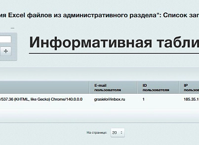 Yugadar: Логирование экспорта в Excel из административного раздела (yugadar.adminexceldownload) - рішення на Бітрікс